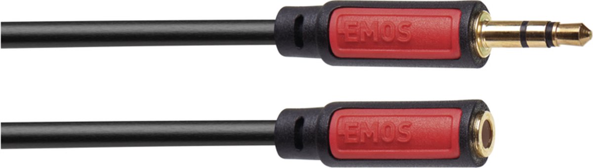 Emos 2335050050 audio kabel 5 m 3.5mm Zwart, Rood