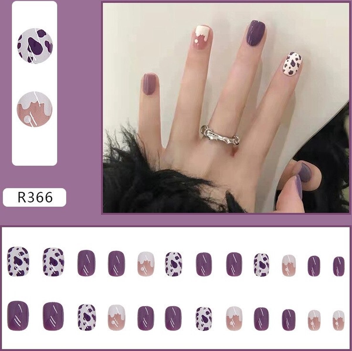 Goedkoopste 24 Stuks Nepnagels - Kunstnagels Nail Art - Plak Nagels - Multicolor