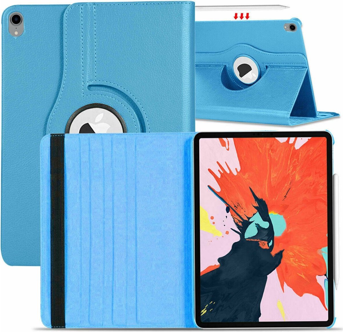 LuxeBass Tablet hoesje 360 - Licht Blauw geschikt voor Apple iPad Air 4 (2020)