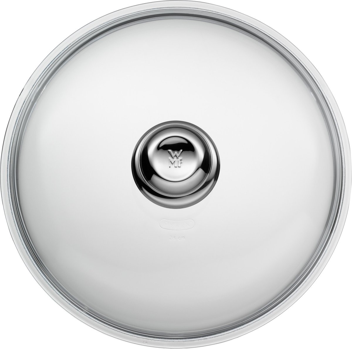 WMF Pannendeksel 20 cm, glazen deksel met ronde metalen handgreep, deksel voor potten en pannen, hittebestendig glas, vaatwasmachinebestendig