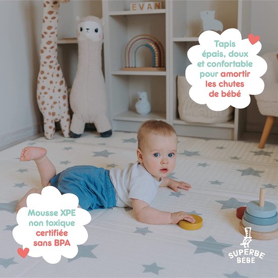 Baby Speelmat 160x180x1cm XXL Omkeerbare Foam Vloermat - Baby Speeltapijt - Zintuiglijke Ontwikkeling Speelkleed Cadeau Schatje van Schatje — afbeelding 2