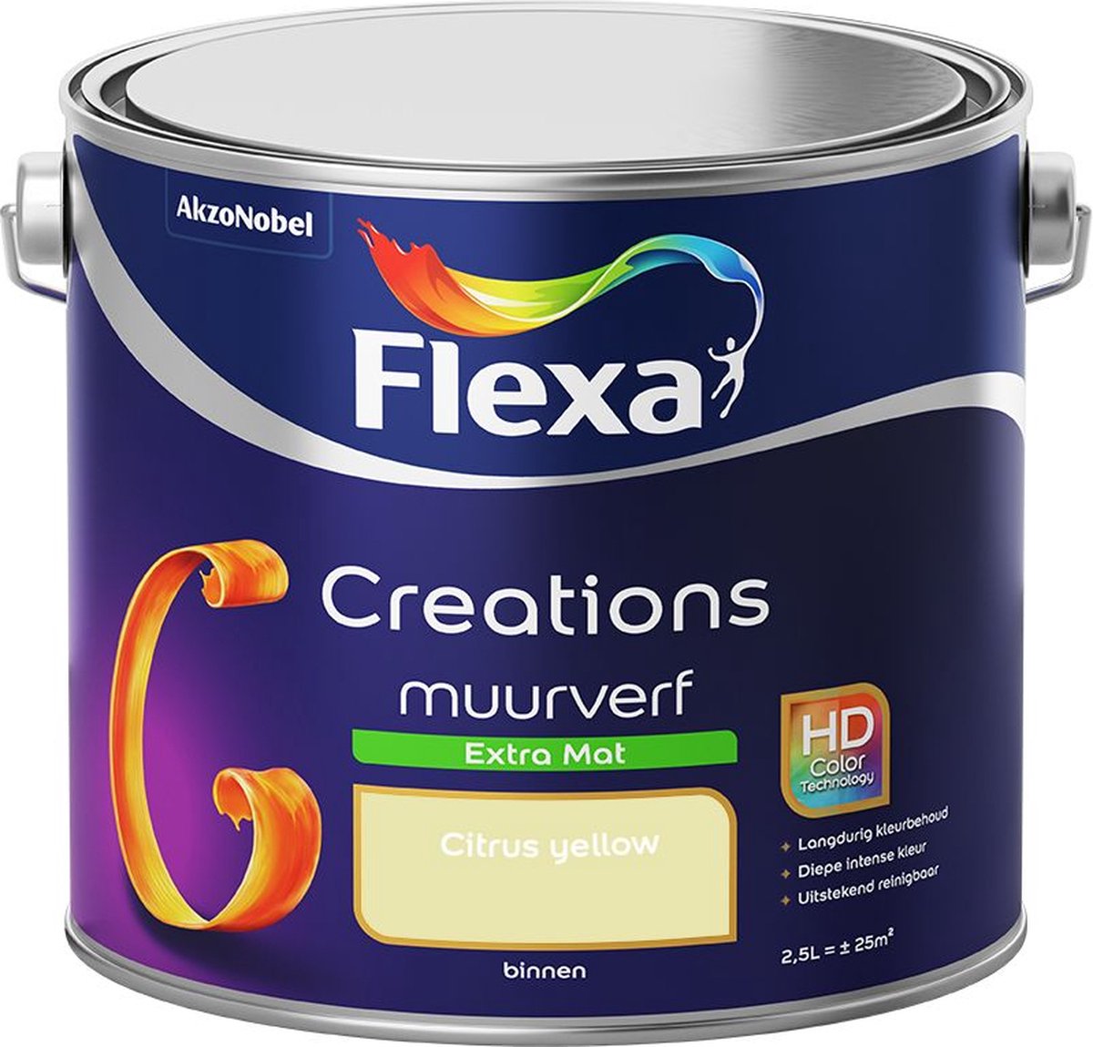 Flexa | Creations Muurverf Extra Mat | Citrus yellow - Kleur van het jaar 2011 | 2.5L