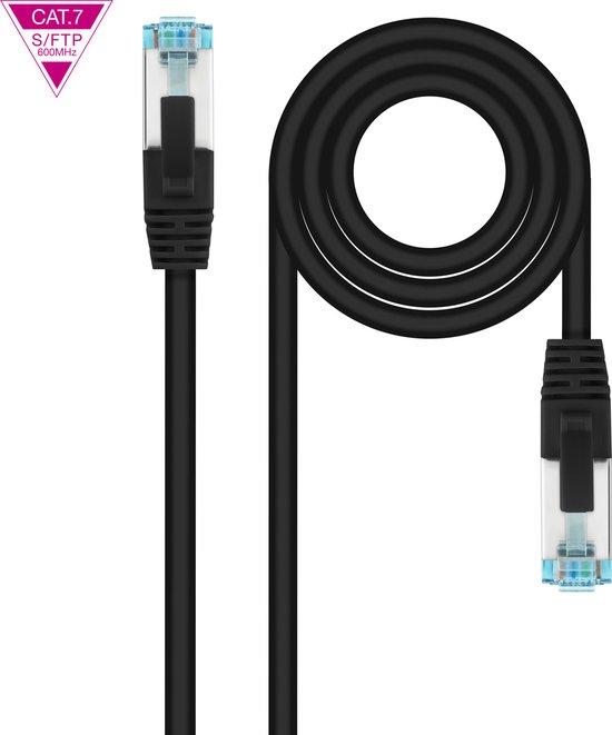 Foto: Utp category 6 rigid network cable nanocable cable de red cat 7 600mhz lszh sftp pimf awg26 black 50 cm 50 cm black
