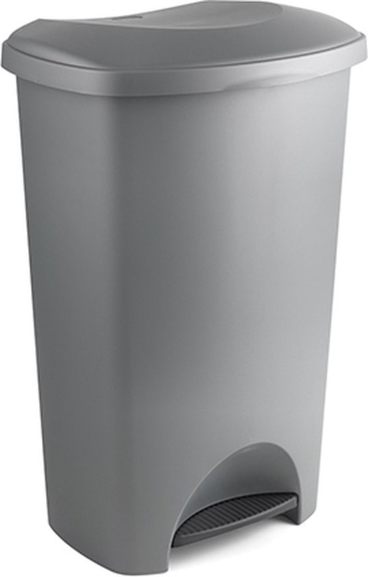 Poubelle à pédale - poubelle - poubelle - 50 litres - gris métallisé