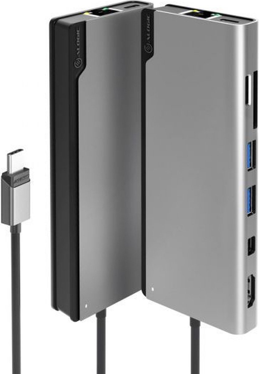ALOGIC ULDPLSV2-SGR laptop dock & poortreplicator Bedraad USB 3.2 Gen 1 (3.1 Gen 1) Type-C Zwart, Grijs
