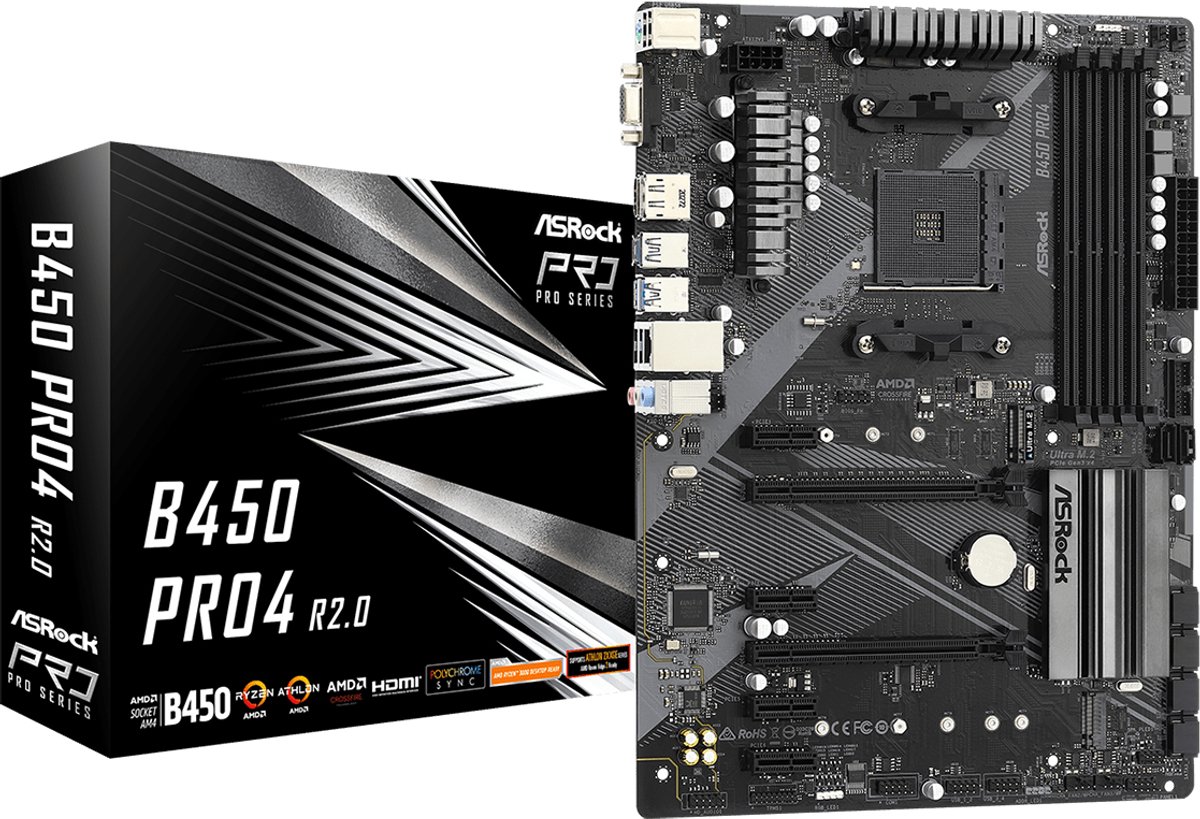 Asrock B450 Pro4 R2.0 AMD B450 Socket AM4 ATX
