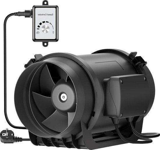 Buisventilator met fancontroller is beveiligd tegen oververhitting Buisventilator met fancontroller is beveiligd tegen oververhitting