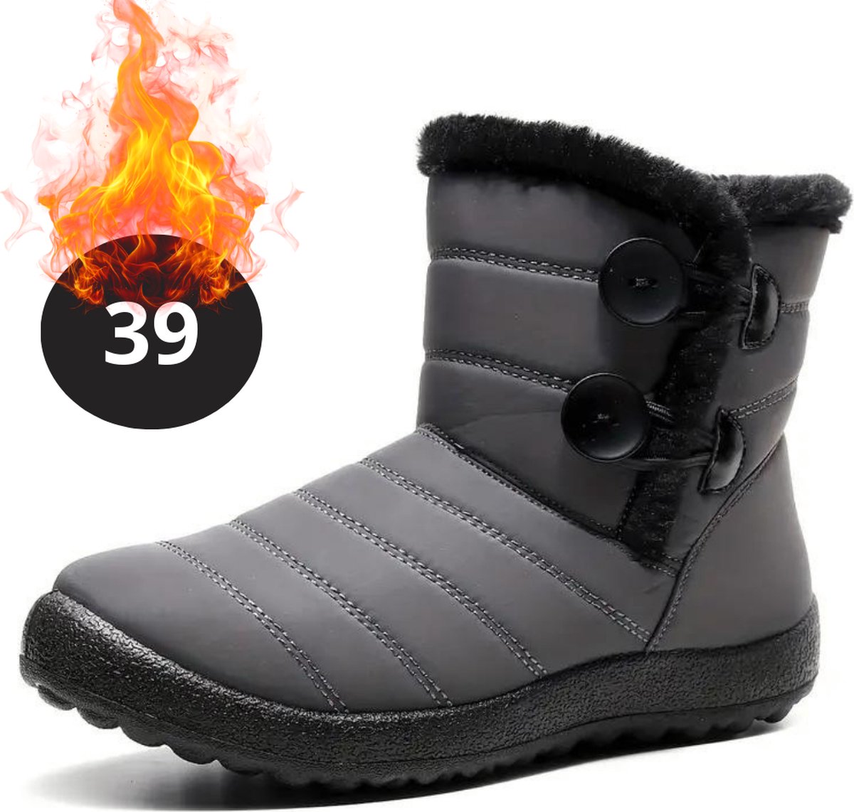 Nivard Snowboots Sneeuwschoenen Sneeuwboots Dames Wintersport Ski Skischoenen – 39 Knopen Grijs