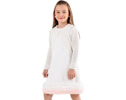 Minora Gebreid Meisjesvest- Bolero Knoopsluiting-Meisjesmode - Ronde Hals Lange Mouwen - Kort Lichaam- Dagelijks En Speciale Gelegenheden-Feestjurk-Wit- 3 Jaar-Sinterklaas cadeautjes