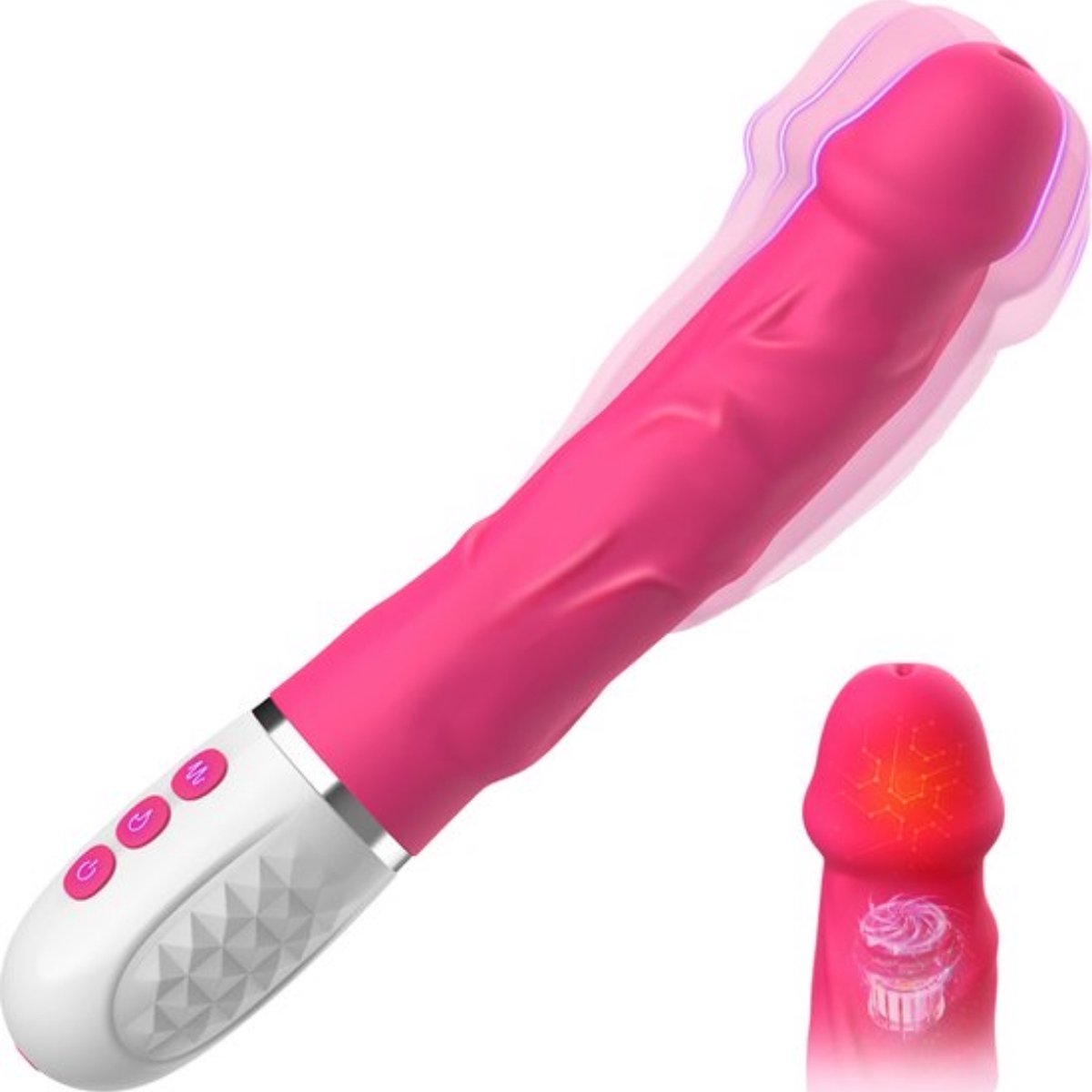 Bovista Stotende Buttplug - Stotende Dildo - Bewegende Dildo - Stotende Vibrator - Thrusting Dildo - Verwarmde Dildo - Voor Mannen - Roze