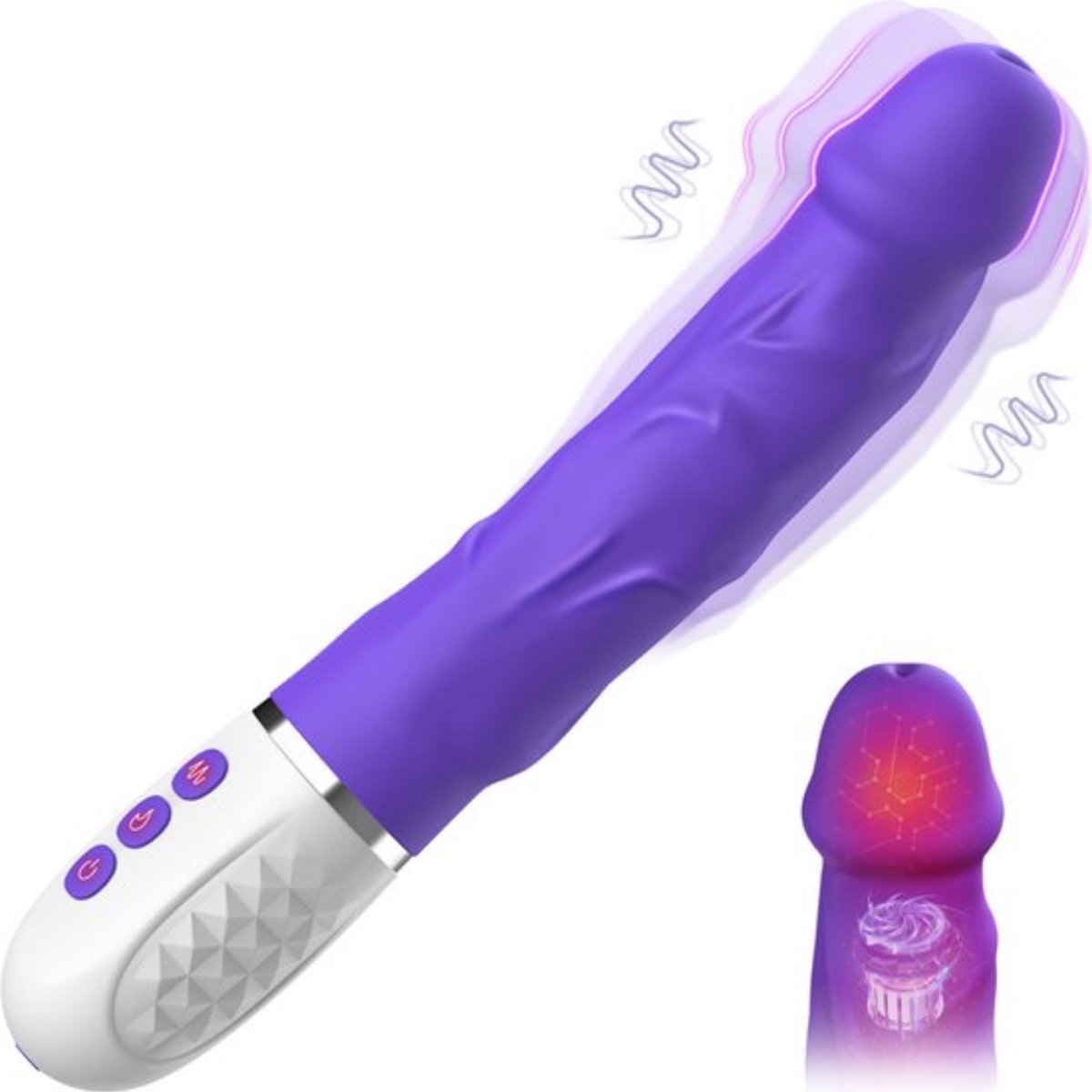 Goedkoopste Bovista Stotende Buttplug - Stotende Dildo - Bewegende Dildo - Stotende Vibrator - Thrusting Dildo - Verwarmde Dildo - Voor Mannen - Paars