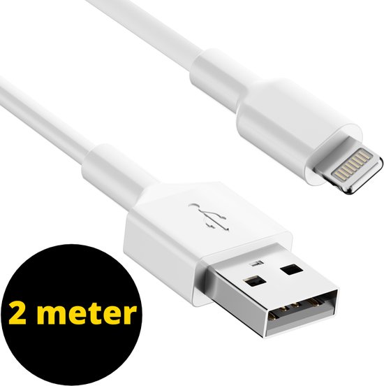Oplader kabel 2 meter geschikt voor iPhone - Kabel geschikt voor lightning - Oplaadkabel - USB kabel - Lader kabel