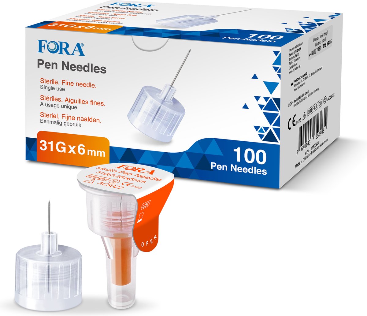 Goedkoopste FORA Pennaalden 31G 6mm - 100 Stuks