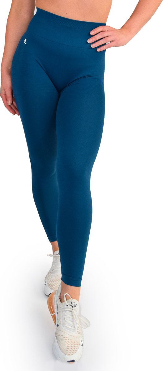 Sportlegging dames - Sportlegging scrunch - Sportlegging high waist - Shaping & squat-proof - Fitness & yoga legging - Impulse Fitwear - Blauw - Maat L van Merkloos — afbeelding 2