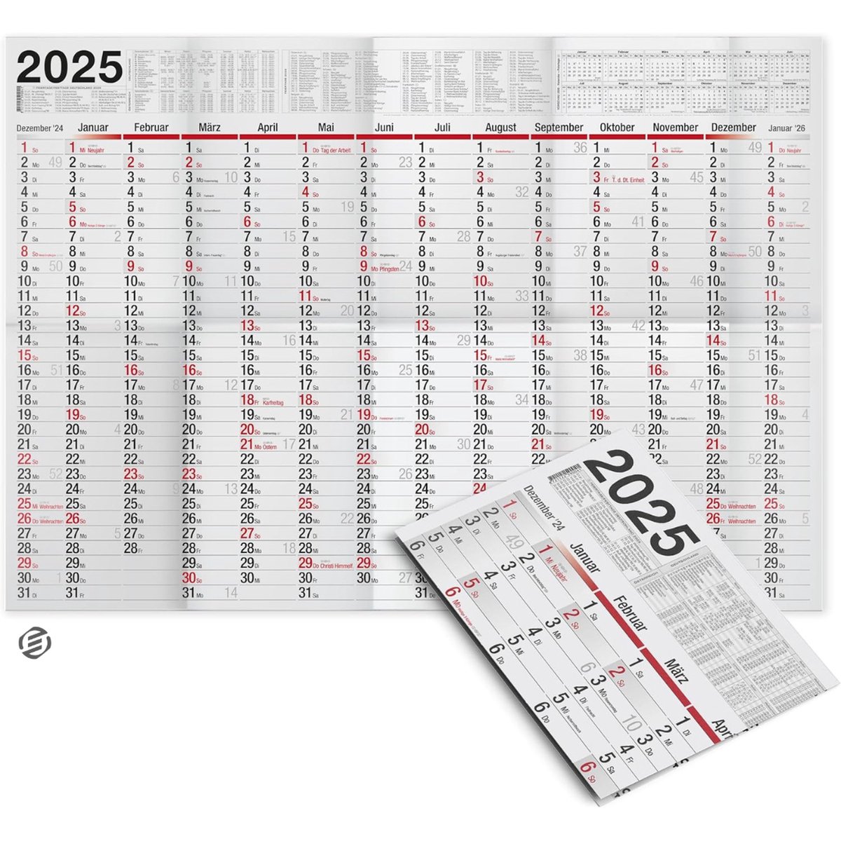 Equivera Jaarkalender 2025 - Maandkalender - Jaar Kalender - Jaarkalender - Jaarplanner - Kalender 2025