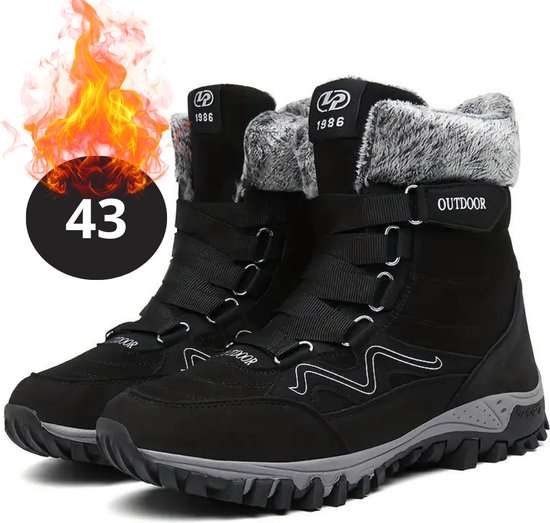 Nivard Snowboots - Sneeuwschoenen - Sneeuwboots - Heren - Wintersport - Ski - Skischoenen - Zwart - 43 - Met Voering