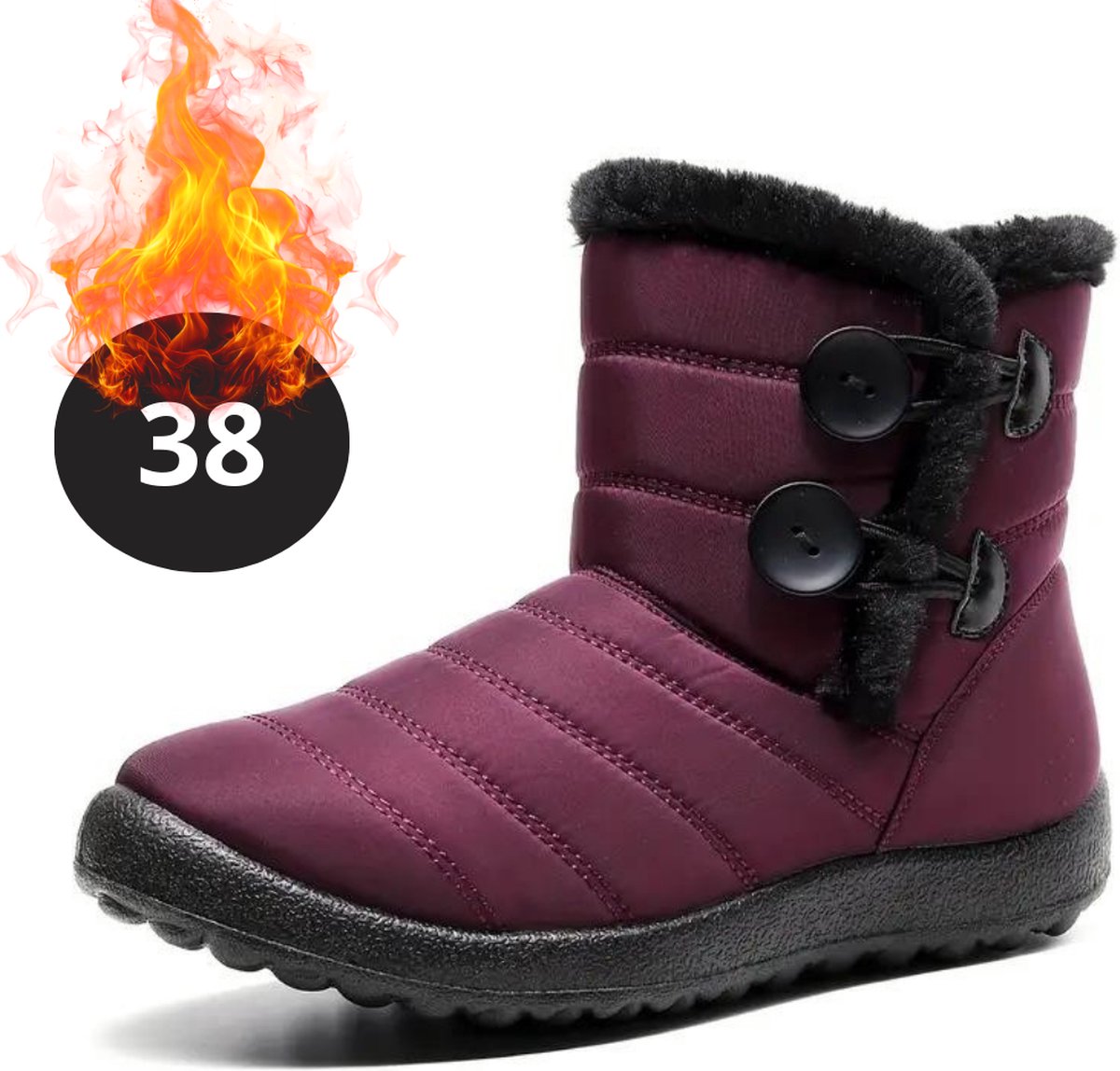 Nivard Snowboots Sneeuwschoenen Sneeuwboots Dames Wintersport Ski Skischoenen – 38 Knopen Rood