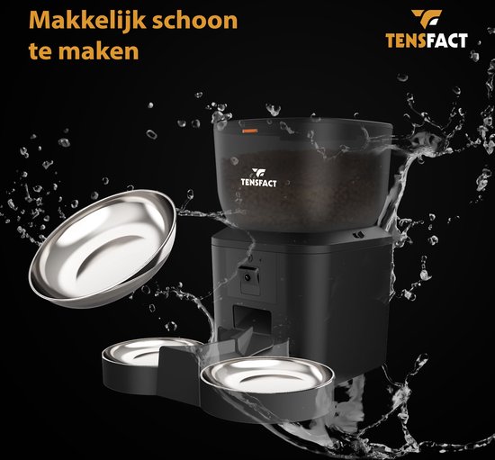 Mangeoires Automatique pour Chat - Distributeur de nourriture Automatique pour Chat avec HD Camera - Gamelle Simple et Duo - Mangeoires pour Chat - Zwart - Tensfact®