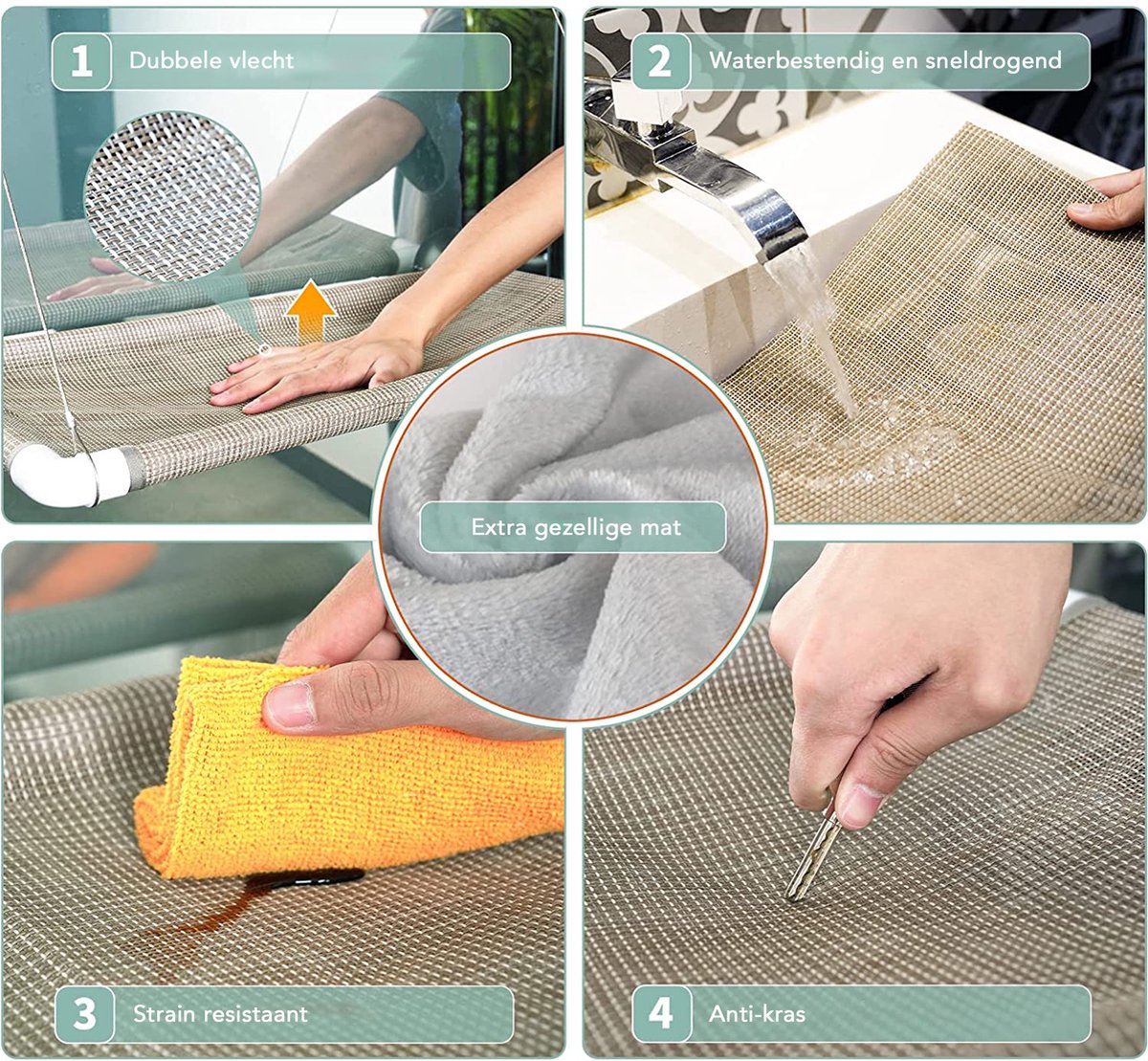 DOWO® - Kattenmand voor aan het Raam - Kattenhangmat Raam - Kattenbed - Hangmat Kat - Kattenkussen - incl. Wasbaar Kleedje & Kattenspeeltje! – foto 2