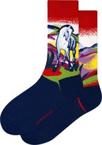 Kunst sokken - Blue Horse I: Franz Marc - Sokken Heren 41 46 - Biologisch Katoenen Sokken - funny socks happy - Vrolijke Sokken - Grappige Sokken - Sokken Cadeau