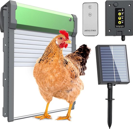 Kippenhokdeur op zonne-energie, automatisch kippenluik op zonne-energie