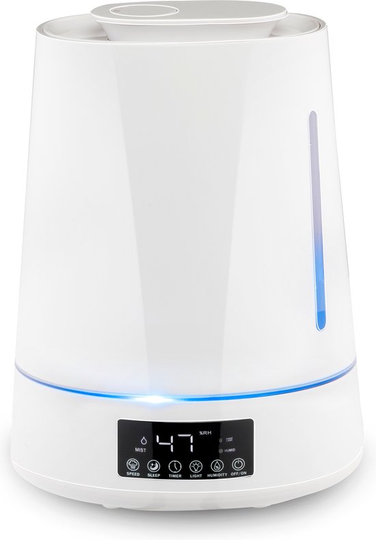 Foto: Grundig luchtbevochtiger diffuser aromatherapie humidifier met hygrometer en timer lucht bevochtiger slaapkamer met inhoud 4l luchtbevochtigers tot 30m2 wit