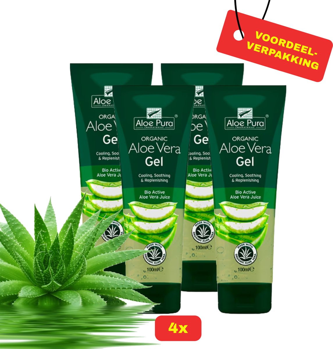 Goedkoopste 4 x Aloe Pura Aloe Vera Gel 100ml - Voordeelverpakking