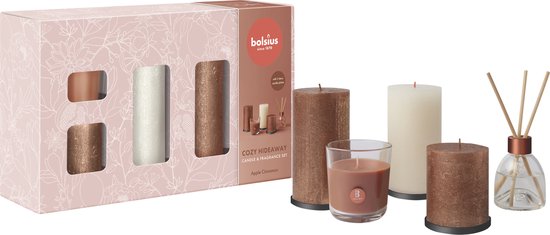 Foto: Bolsius rustieke kaarsen set geur set giftset cozy hideaway appel kaneel