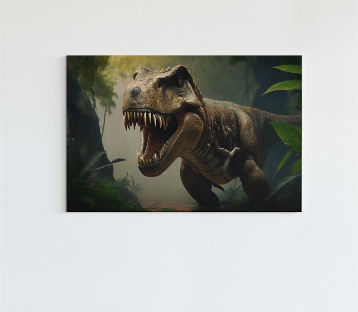 Trendex Global Canvas Schilderij - Dinosaurus - Tyrannosaurus Rex - 60x40x2 cm Groen