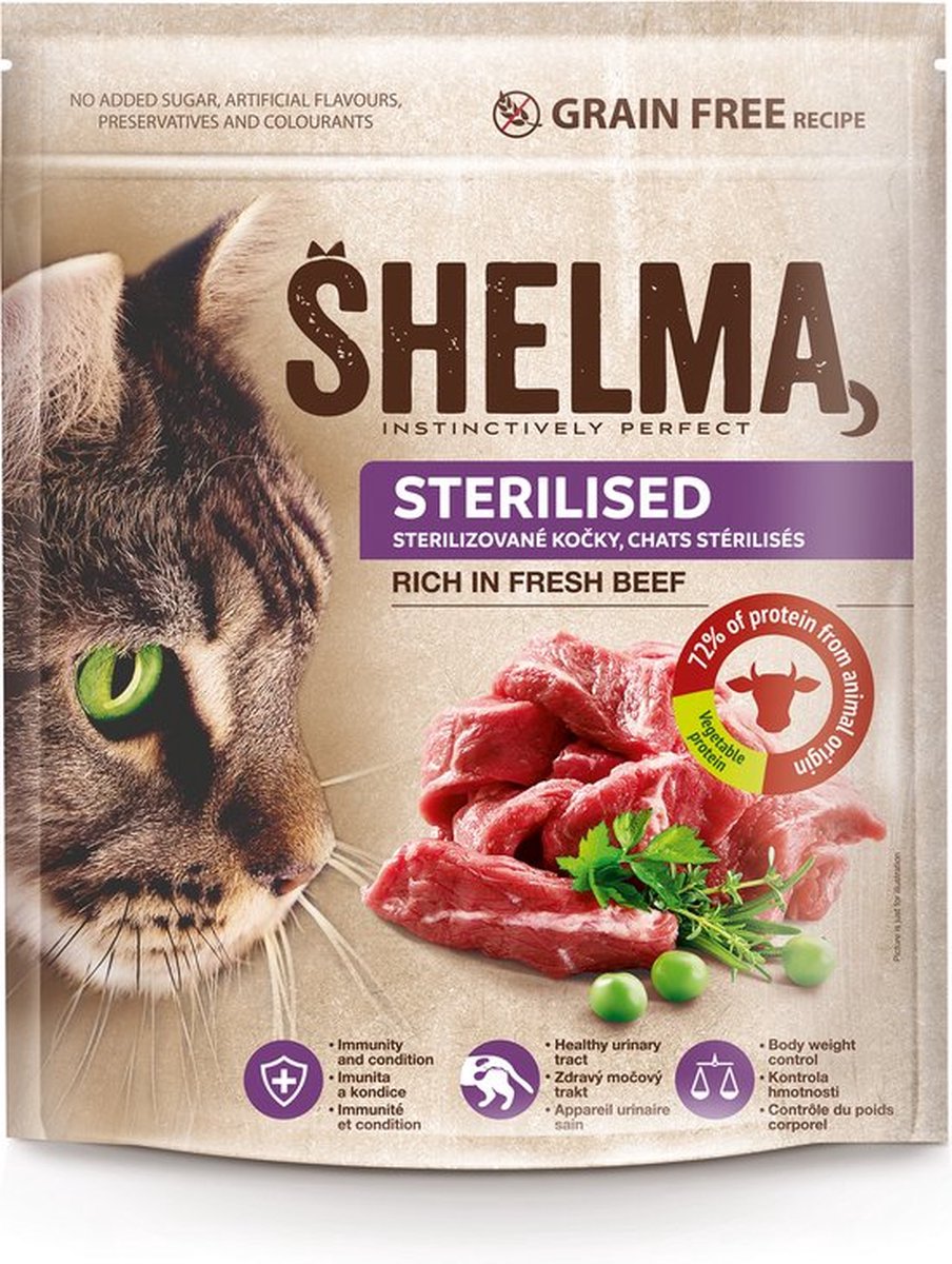 Shelma Shelma Premium Kattenvoer - Kattenbrokken rijk aan Verse Rund - 1.4kg