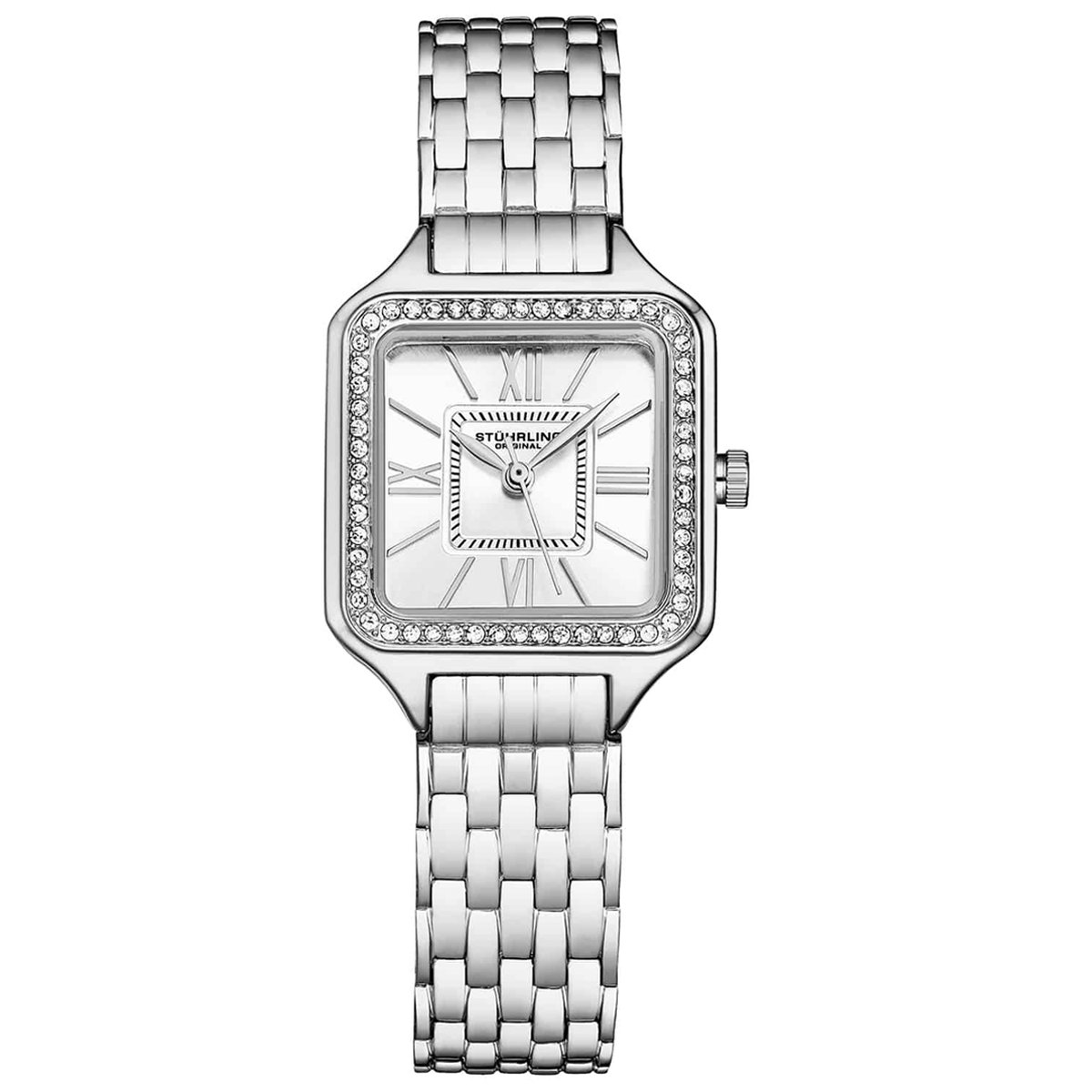 Stührling Confidant Square Crystal 27mm 4020 Klassieke Horloge - Horloge Dames - Horloges voor Vrouwen - Waterdicht 30m - Bladvormige Wijzers