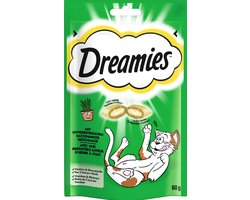Catisfactions - Dreamies - Kattenkruid - 60gram - Katten snack - Traktatie - Katten snoepjes - Krokant vanbuiten - Zacht vanbinnen