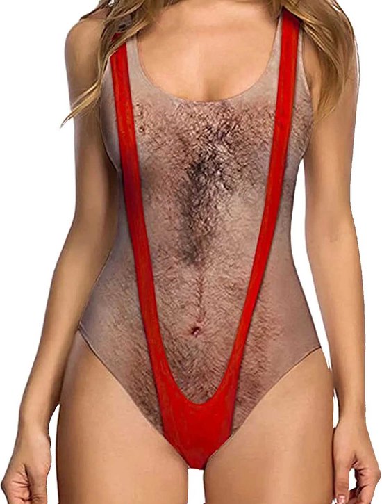 Maillot de bain femme drole Look Mankini homme poilu Homme en String . bol