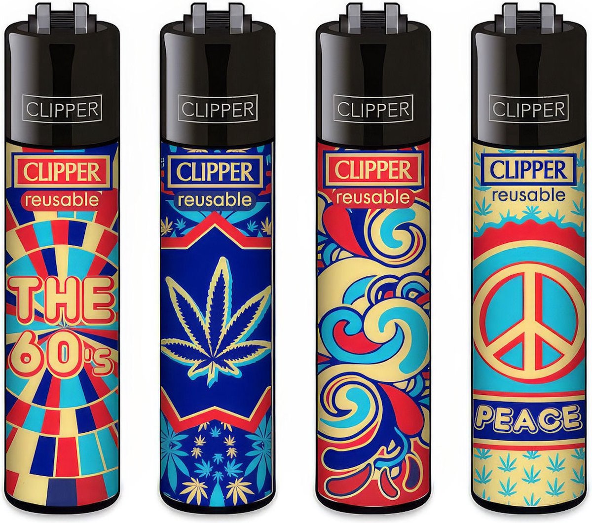 Goedkoopste Clipper Classic Large Aanstekers 60ies (4 Stuks