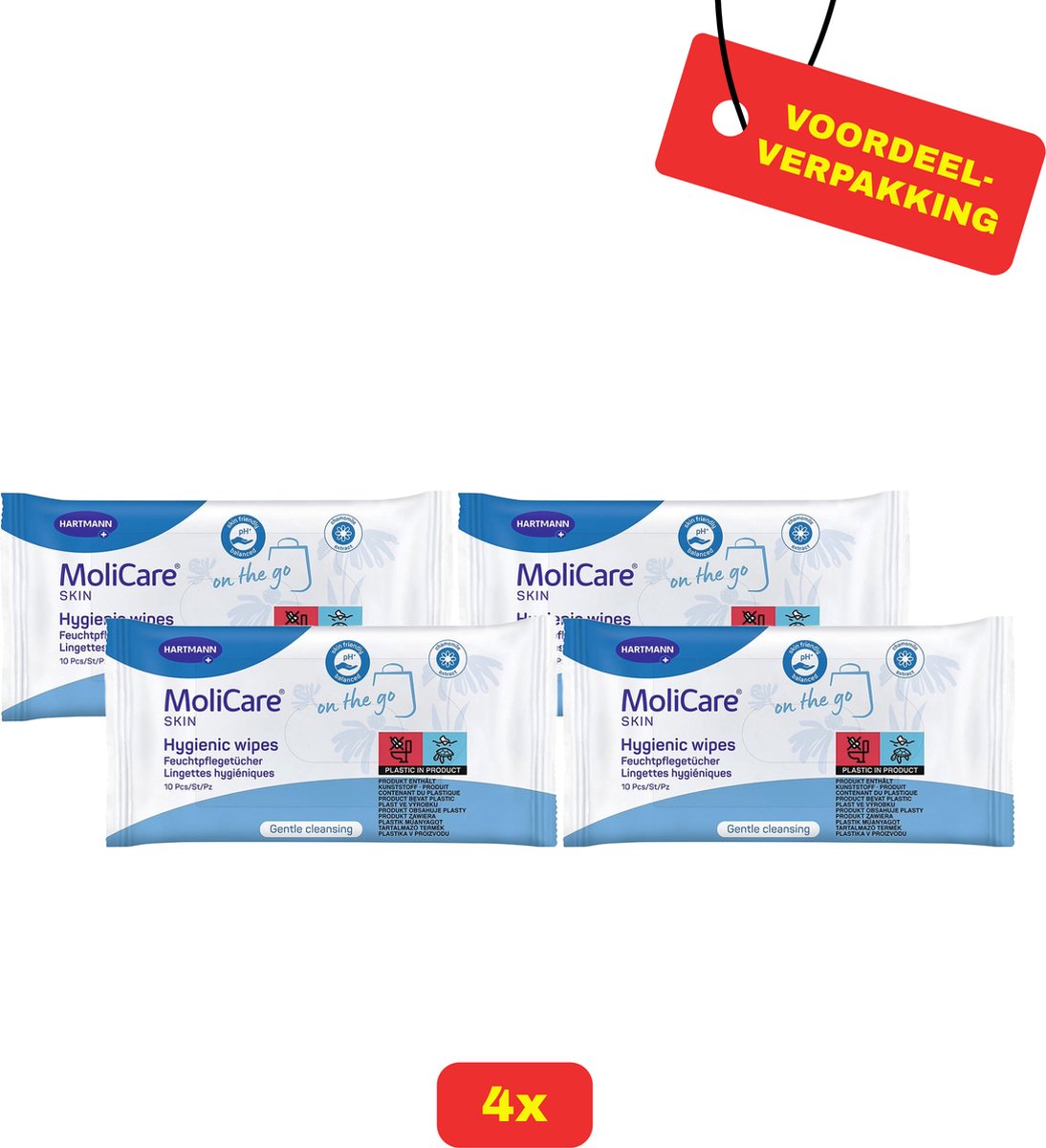 Goedkoopste 4x Molicare Skin Vochtige Doekjes - 4x 10 stuks - Voordeelverpakking!