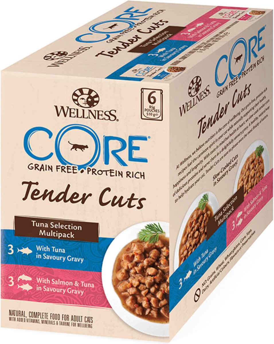 Wellness Core Wellness Core Kattenvoer Tender Cuts Selection 6-pack Tonijn 6 x 85 gr