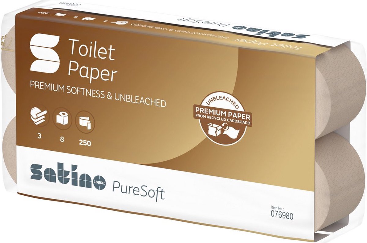 SatinobyWepa PureSoft Toiletpapier - 72 rollen - 3 laags - Ecolabel - Naturel