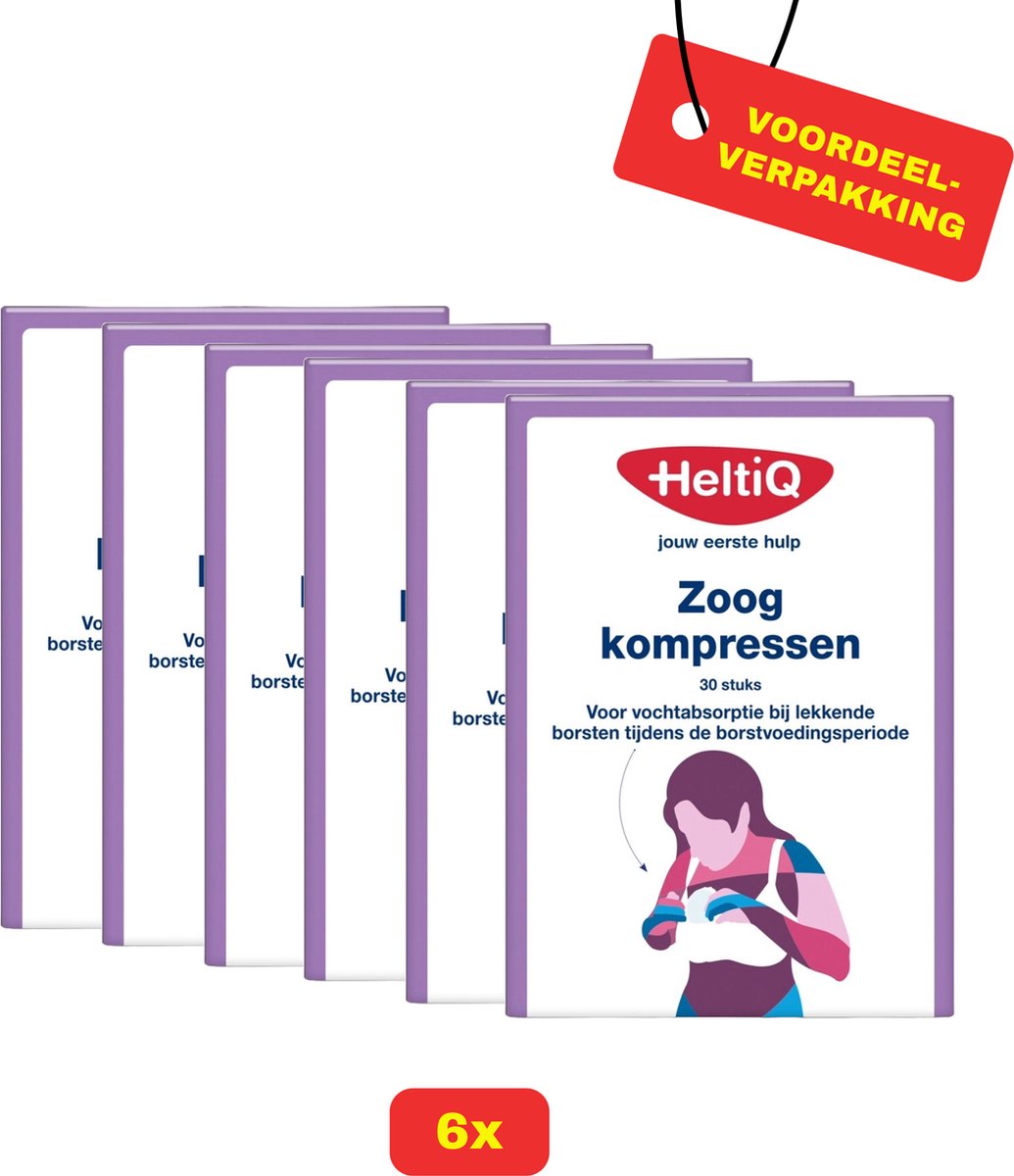 Goedkoopste 6 x HeltiQ Zoogkompressen 30 stuks - Voordeelverpakking