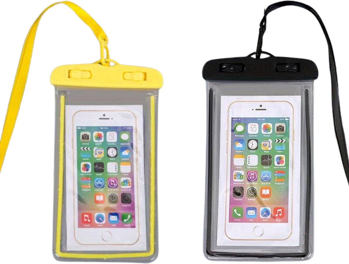 Bovista Waterdichte Telefoonhoesjes - Waterdicht Telefoonzakje - Waterproof Festival Opbergtasje - Documententasje - Waterbestendig - Zwart & Geel