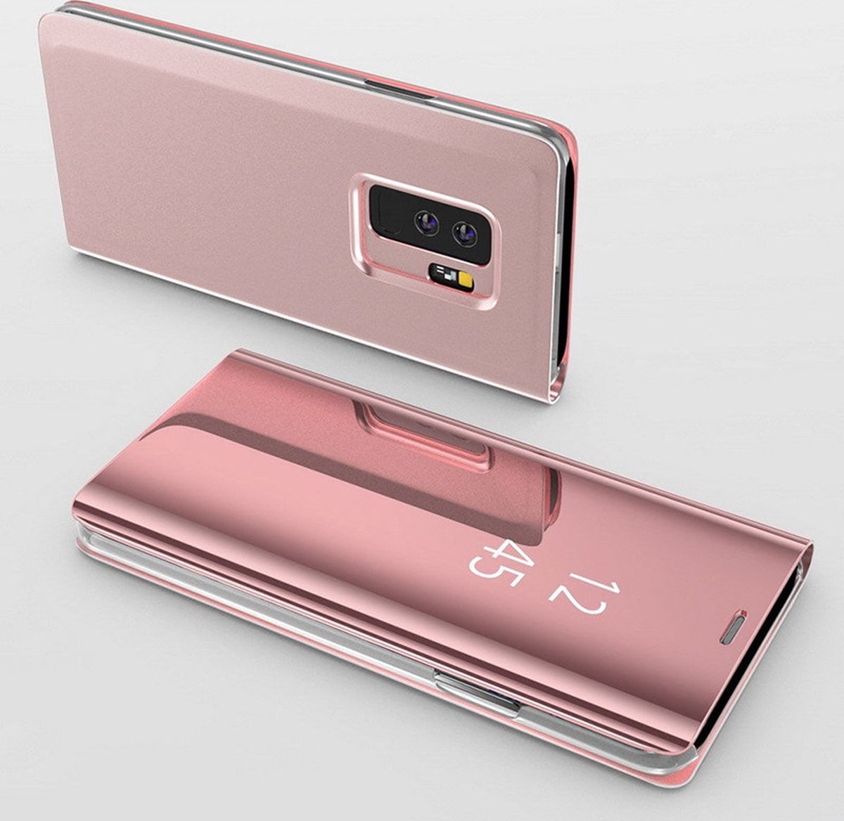 Hoesje voor Samsung Galaxy A9 2018 Roze Spiegel Flip Bescherming Helder zicht