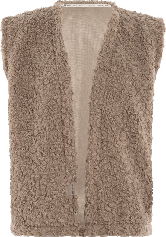 Knit Factory Rosie Gilet Teddy - Gilet femme - Cardigan femme sans manches - Chauffe-corps en tissu Teddy - Lin - 44