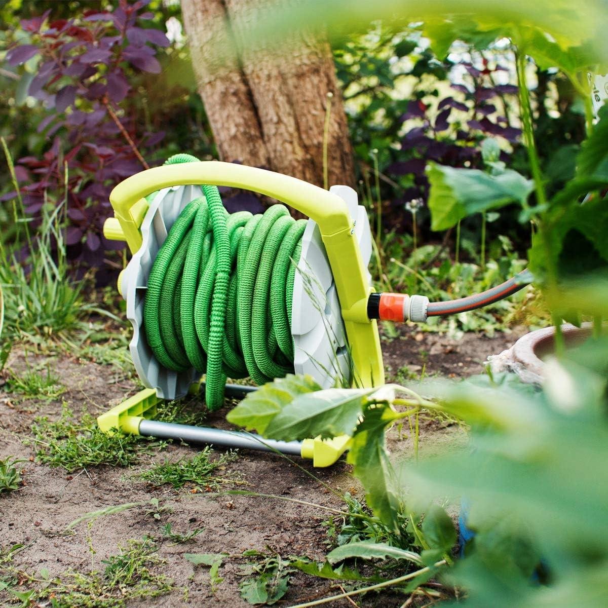 Vrijstaande groene slanghaspel - Tuinslang trommel tot 1/2 inch 20m - Handvat voor verplaatsing gemakkelijk Tuinslang haspel