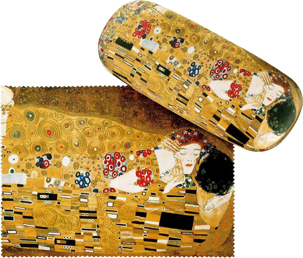 Brillenetui Brillenkoker Stabiele Gustav Klimt De Kus Reinigingsdoek Brillenkoker kunstwerk Brillenhouder Brillenkoker