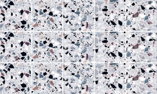 Ulticool Décoration Stickers carrelages - Accessoires de vêtements pour bébé Terrazzo Effet Granit Wit Zwart - 15x15 cm - 15 pièces Adhésif Foil Carrelage Autocollants - Adhésif Carrelage Auto Adhésif - Adhésif - Salle de Bain - Cuisine