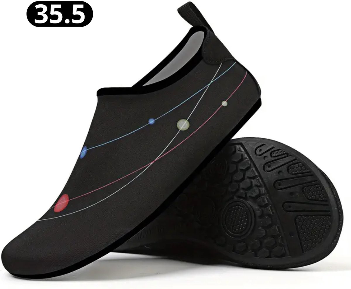 Nivard Waterschoenen Voor Kinderen & Volwassenen - Aqua Shoes - Aquaschoenen - Afzwemschoenen - Zwemles Schoenen - Zwart - Maat 35.5