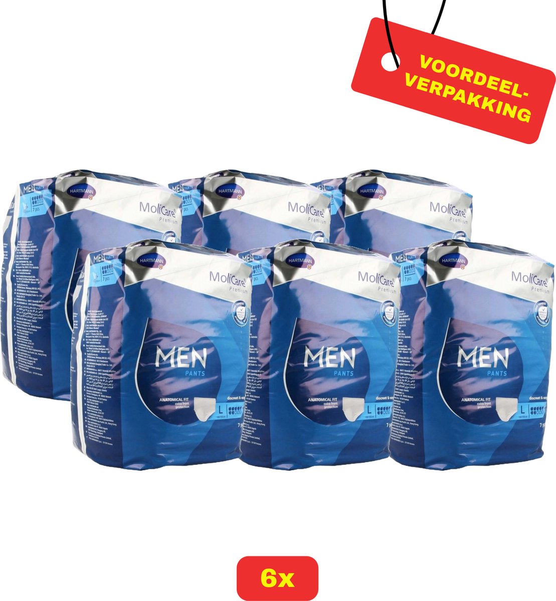 Goedkoopste 6x MoliCare Premium MEN PANTS 7 Drops - Maat L - 6x 7 stuks - Voordeelverpakking!