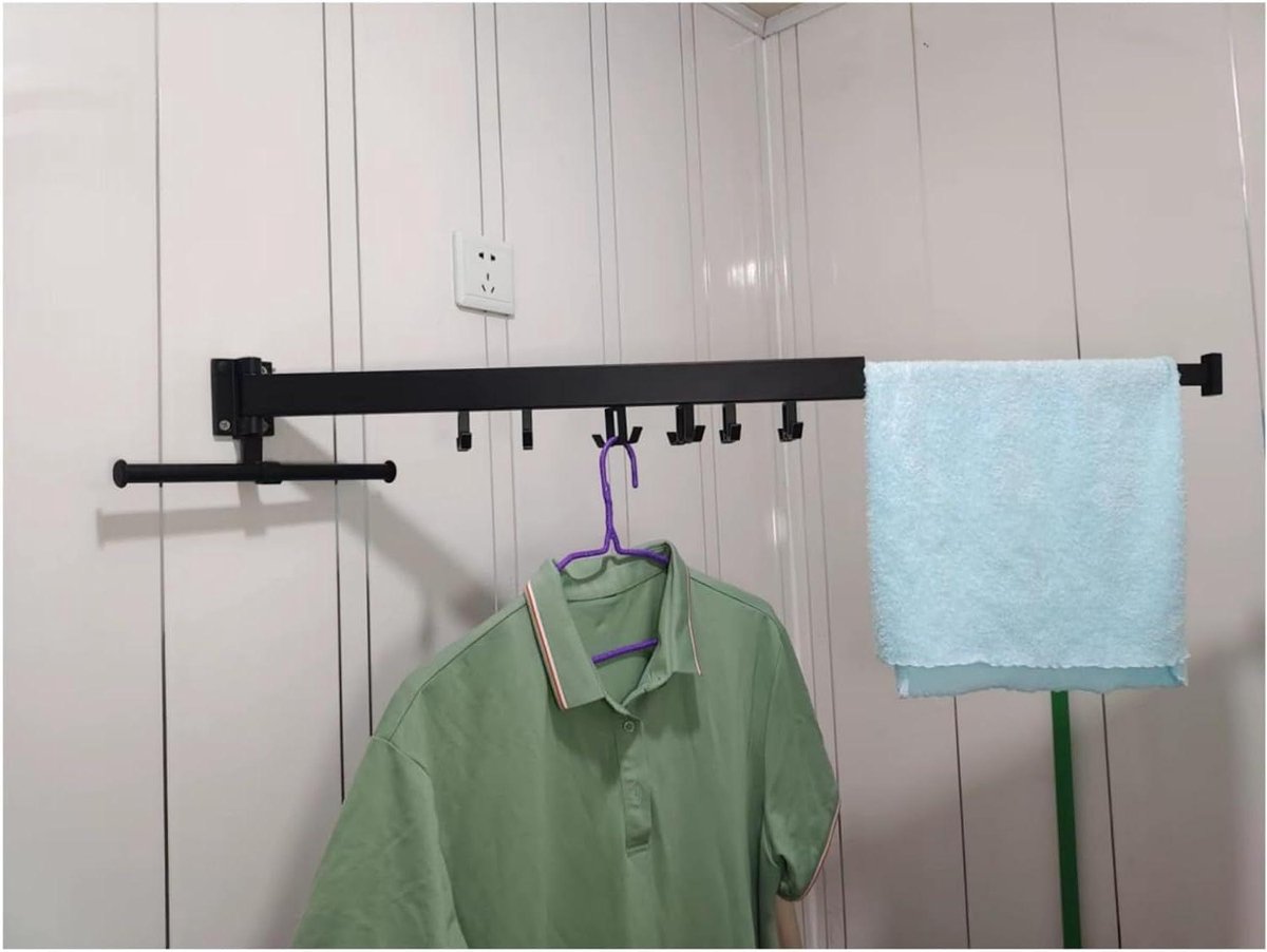 Wandmontage Droogrekken voor Wasserij - Opvouwbaar Opknoping Indoor Kleding Droogrek met Vouwen Hanger