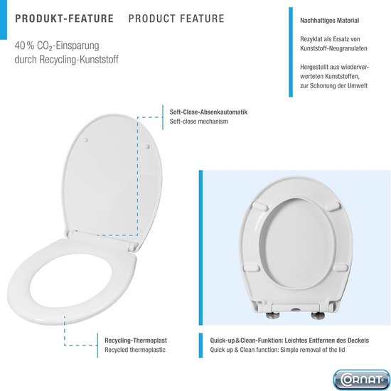 Cornat Wc Bril Boeddha Super Plat Design Onderhoudsvriendelijk Duroplast Quick Up Clean Functie Softclosemechanisme Comfortabele Montage Van Boven Toiletbril Wc Deksel Ksdsc292 688636366