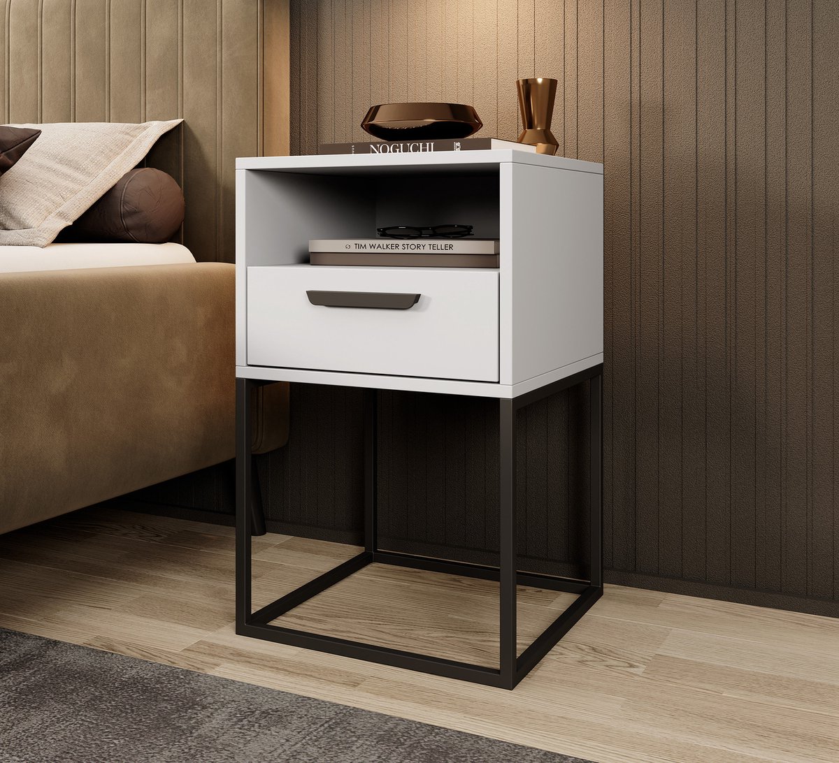 MEUBELLA Nachtkastje Sylvester 5 - Wit - 40 cm