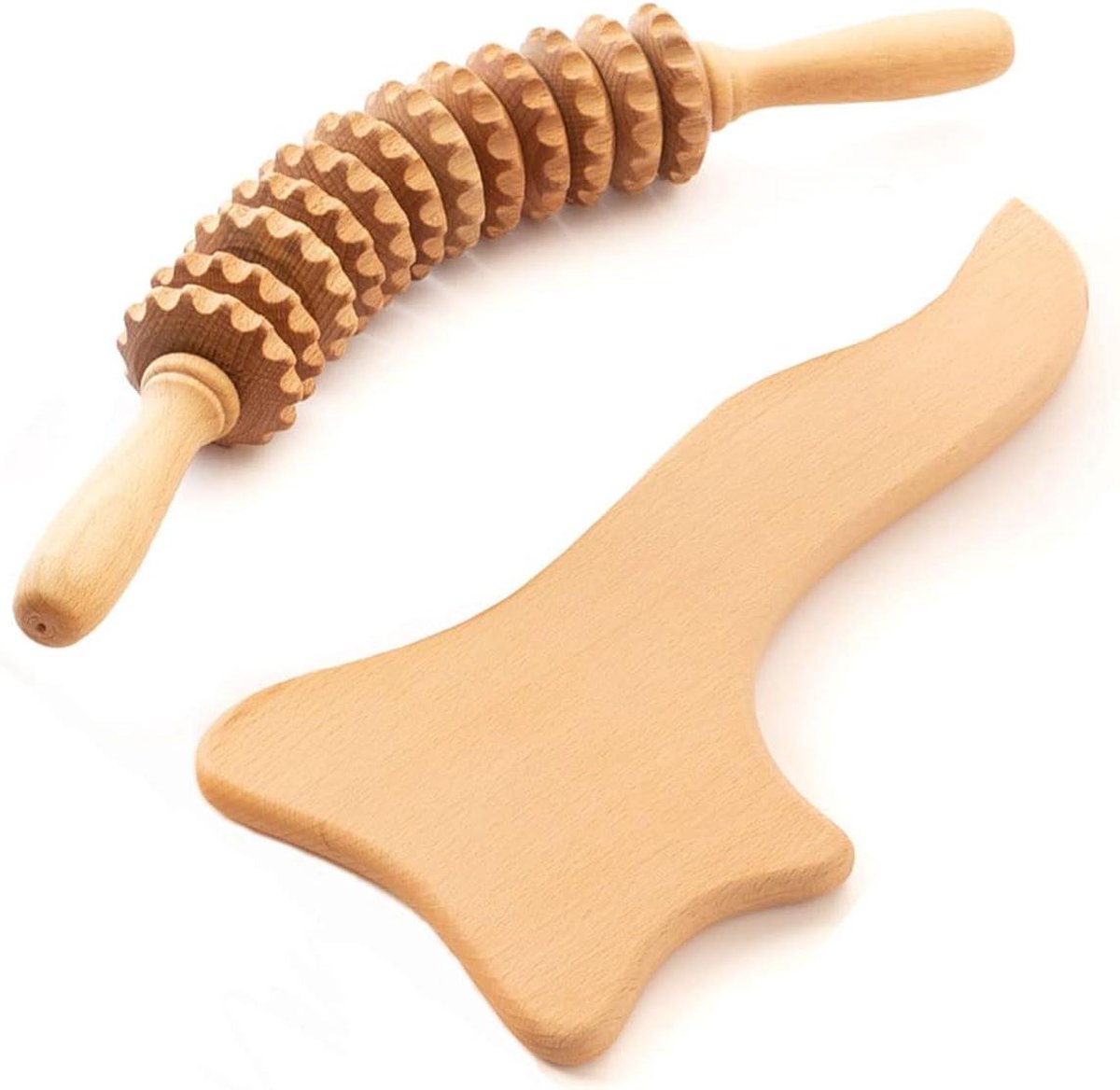 Goedkoopste Anti-cellulitis massageset - massageapparaat met handvat - maderotherapie van hout - Gua Sha massage roller